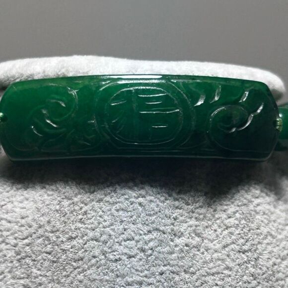 Jadeite Jade Beaded Stretch Bracelet Women's Size S/M Green Gemstone - Picture 2 of 9